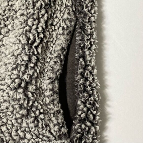 Victoria's Secret PINK Open Front Gray Sherpa Hooded Cardigan Women's Size Small - Picture 6 of 16